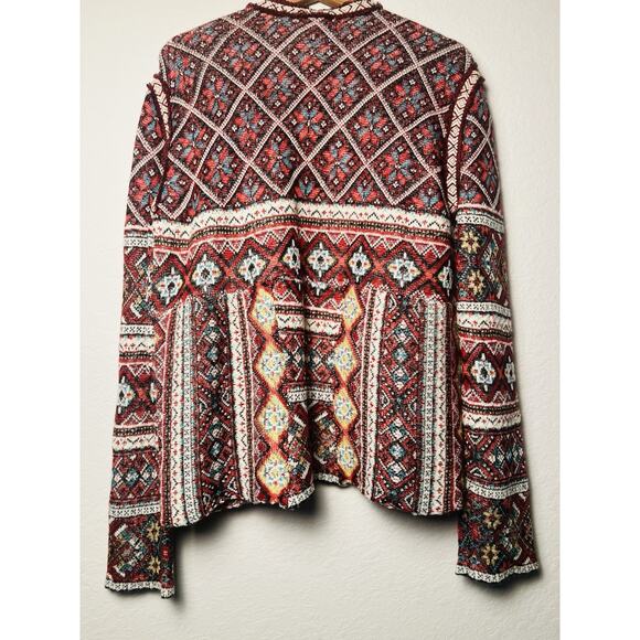 NEW Peck & Peck Wool Blend Tapestry Sweater Cardigan Sz L Tassel Hook Close Boho - Picture 12 of 14